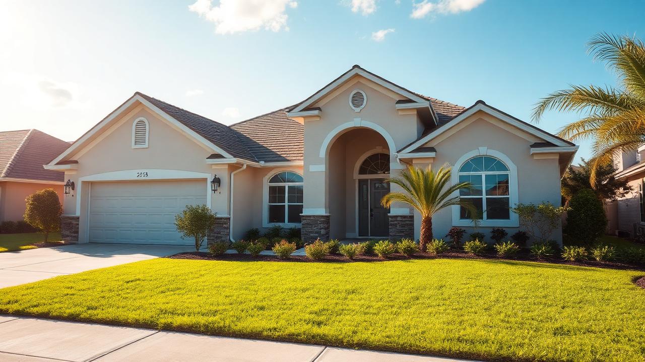 Brandon Florida suburban home with a manicured lawn