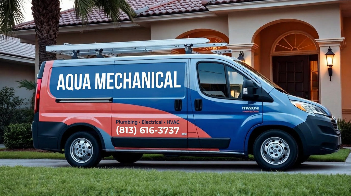 Service vehicle parked outside a Tampa Florida home